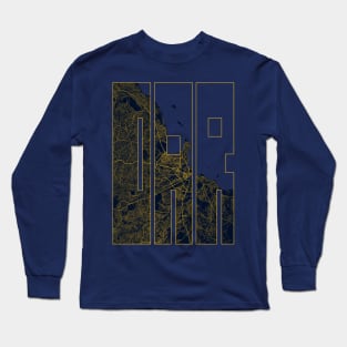 Dar es Salaam, Tanzania City Map Typography - Gold Art Deco Long Sleeve T-Shirt